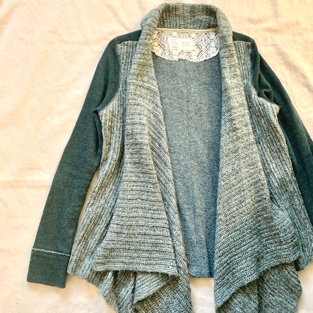 Anthropologie Casado Green Saturday Sunday chunky knit shawl cardigan sweater - Picture 2 of 7